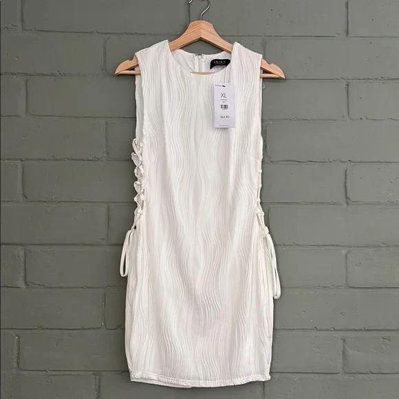 white side lace up dress Lace & Vines Midi Dress (White) Normal Lining / M main image 1